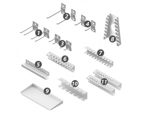 Навесные металлические аксессуары на панель - 16 предметов